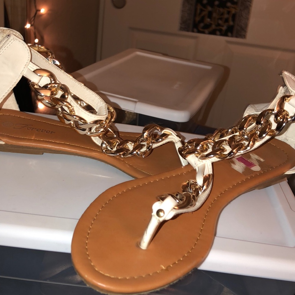 SANDALS white and gold